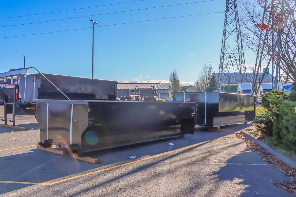 Roll-off dumpster ready for waste disposal at job site for Construction Dumpster Rental in Mercer Island